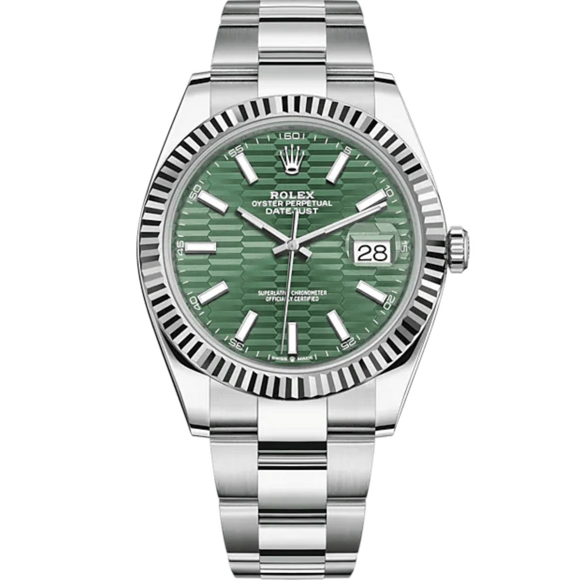 Datejust 41 · Vert menthe motif cannelé sur Oyster