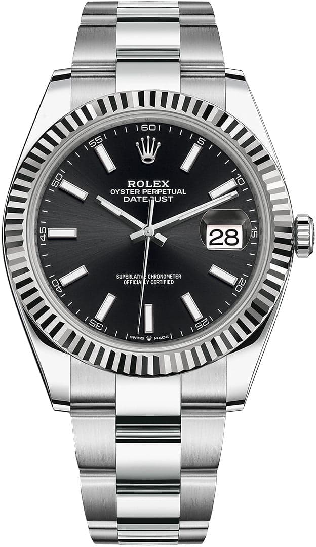 Datejust 41 · Cadran noir, lunette cannelée