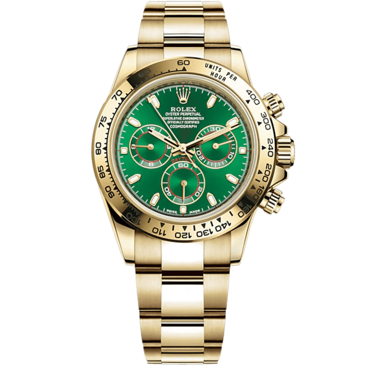 Daytona · Or jaune, cadran vert