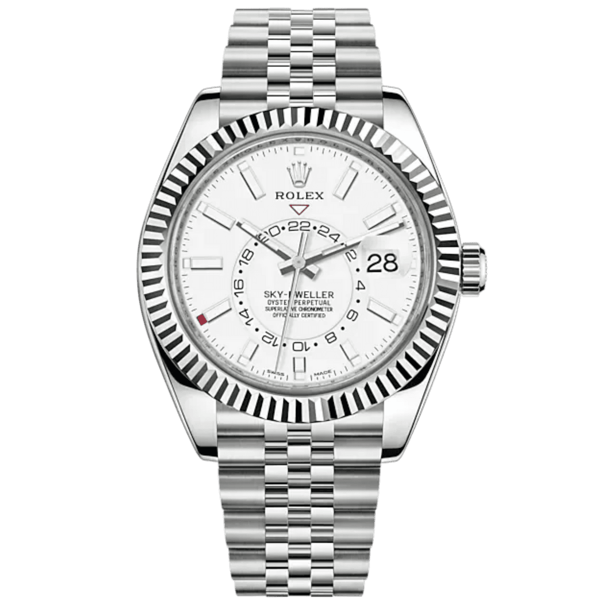 Sky-Dweller · Acier, cadran blanc sur Jubilé