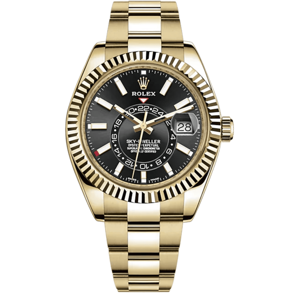 Sky-Dweller · Or jaune, cadran noir