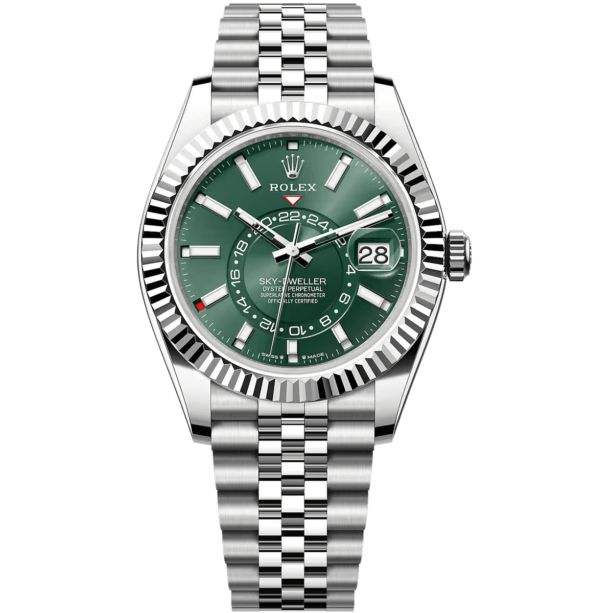 Sky-Dweller · Acier, cadran vert sur Jubilé